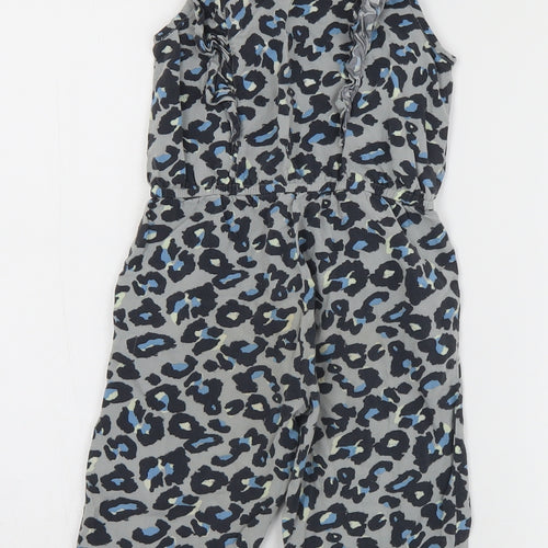 NEXT Girls Multicoloured Animal Print Viscose Jumpsuit One-Piece Size 2-3 Years  Snap