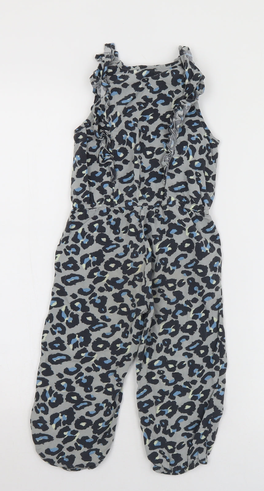 NEXT Girls Multicoloured Animal Print Viscose Jumpsuit One-Piece Size 2-3 Years  Snap