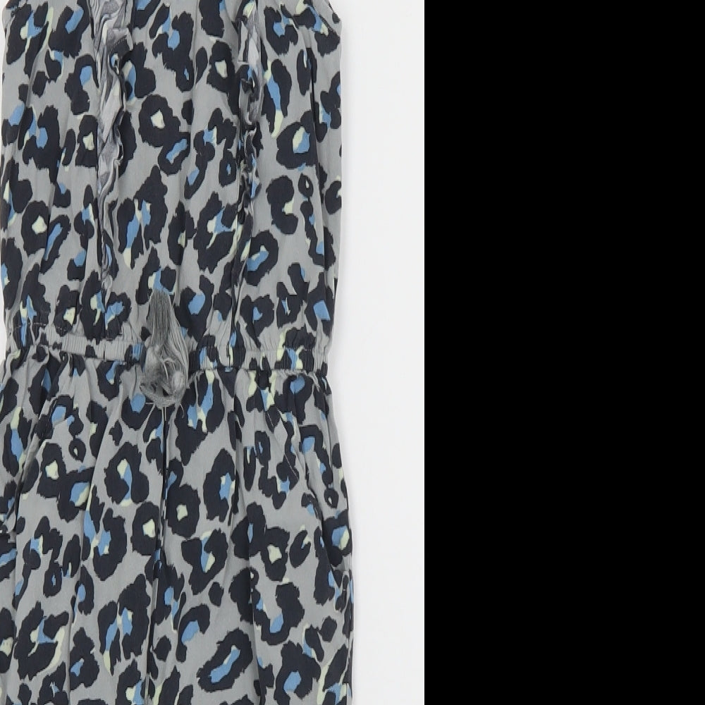 NEXT Girls Multicoloured Animal Print Viscose Jumpsuit One-Piece Size 2-3 Years  Snap
