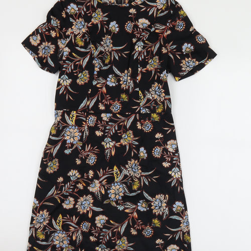 New Look Womens Multicoloured Floral Cotton Shift  Size 8  Round Neck Zip