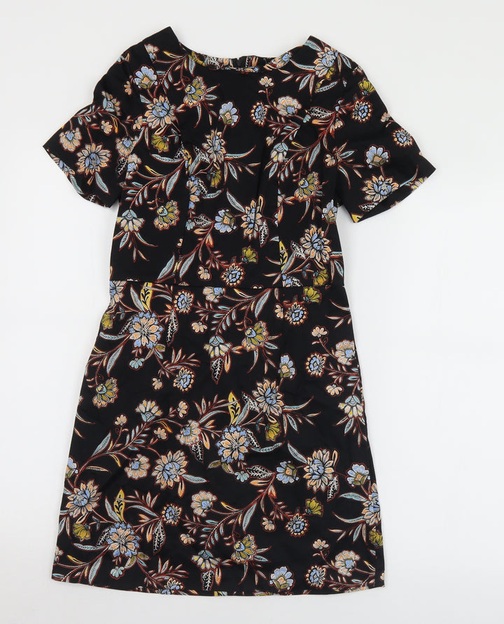 New Look Womens Multicoloured Floral Cotton Shift Size 8 Round Neck Zip