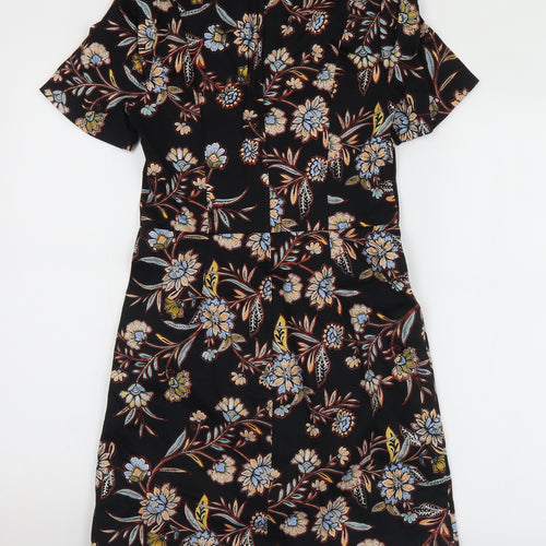 New Look Womens Multicoloured Floral Cotton Shift  Size 8  Round Neck Zip