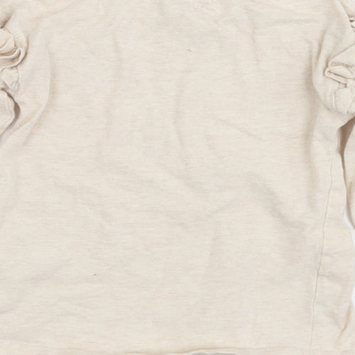 TU Girls Beige  Cotton Basic T-Shirt Size 4 Years Crew Neck  - Butterfly