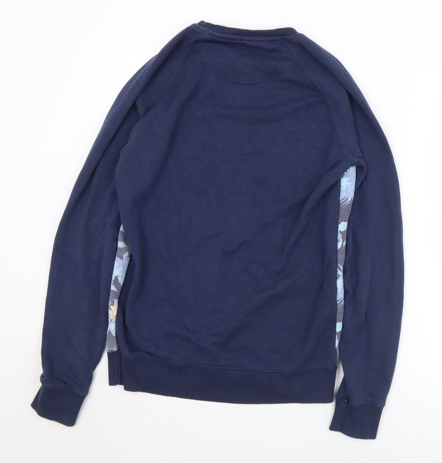 Blend Mens Blue Floral Cotton Pullover Sweatshirt Size M