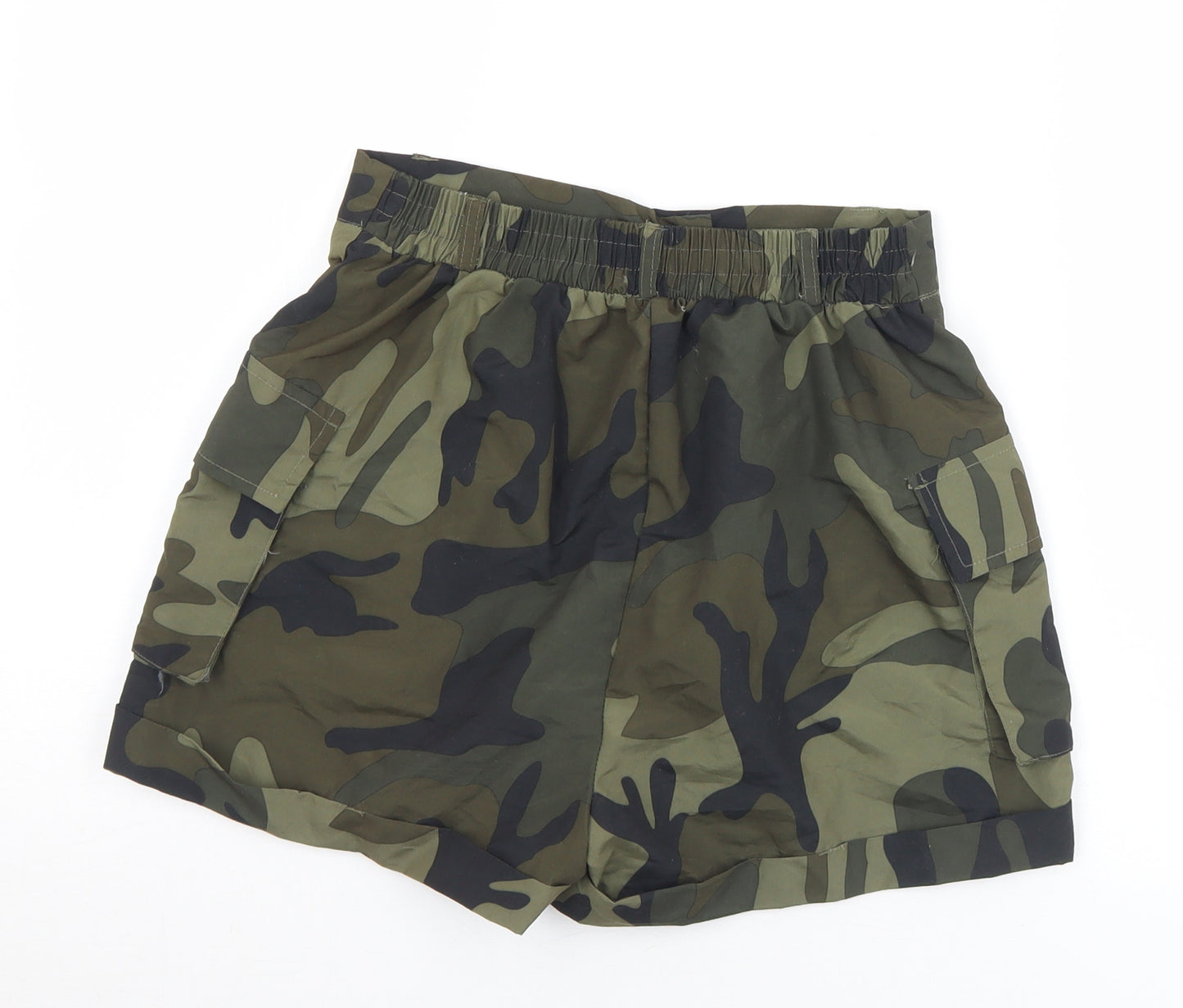 Rising Womens Green Camouflage Polyester Hot Pants Shorts Size M L3 in Regular Snap