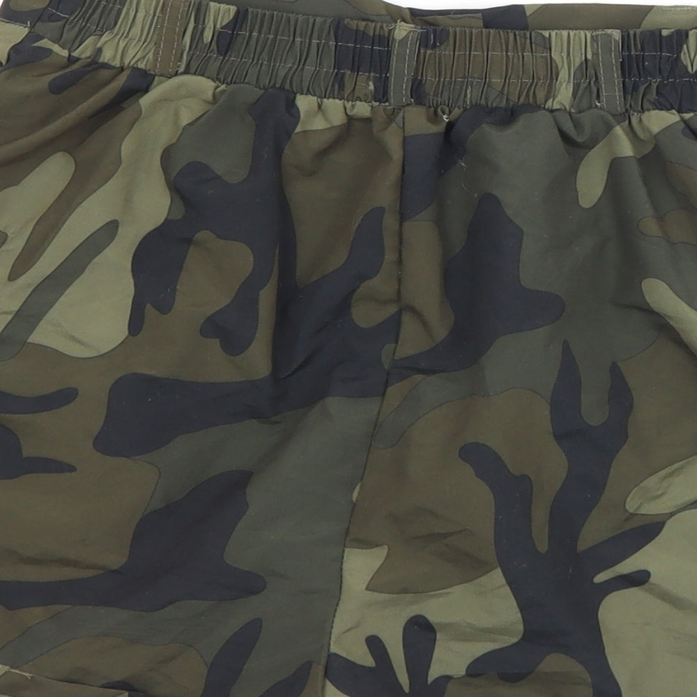 Rising Womens Green Camouflage Polyester Hot Pants Shorts Size M L3 in Regular Snap
