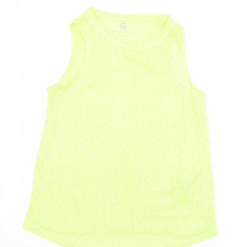 New Look Womens Yellow Animal Print Polyester Basic Tank Size S Round Neck