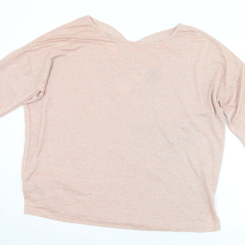 New Look Womens Pink  Viscose Basic Blouse Size L V-Neck