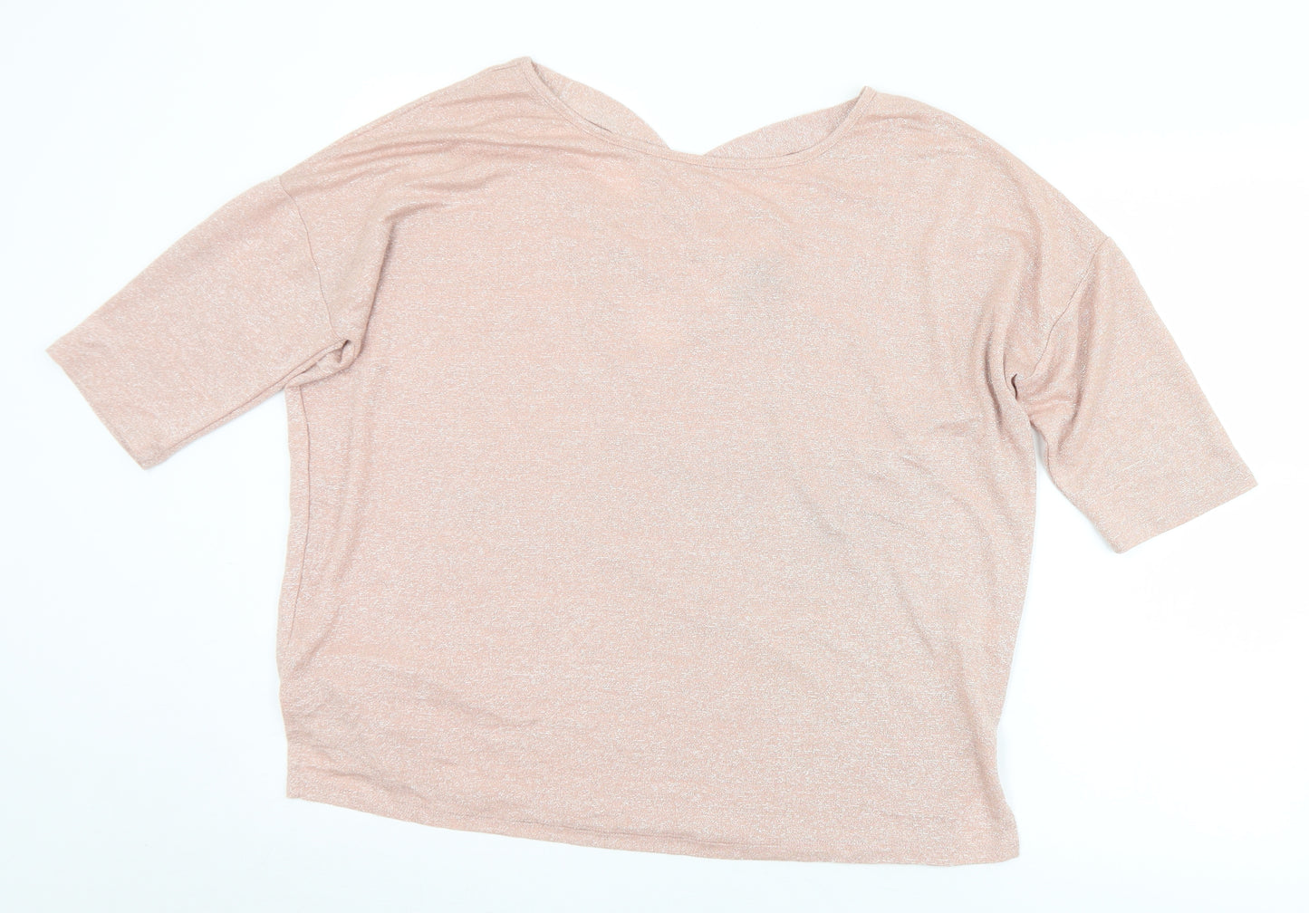 New Look Womens Pink  Viscose Basic Blouse Size L V-Neck