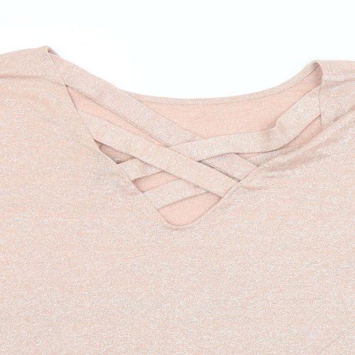 New Look Womens Pink  Viscose Basic Blouse Size L V-Neck