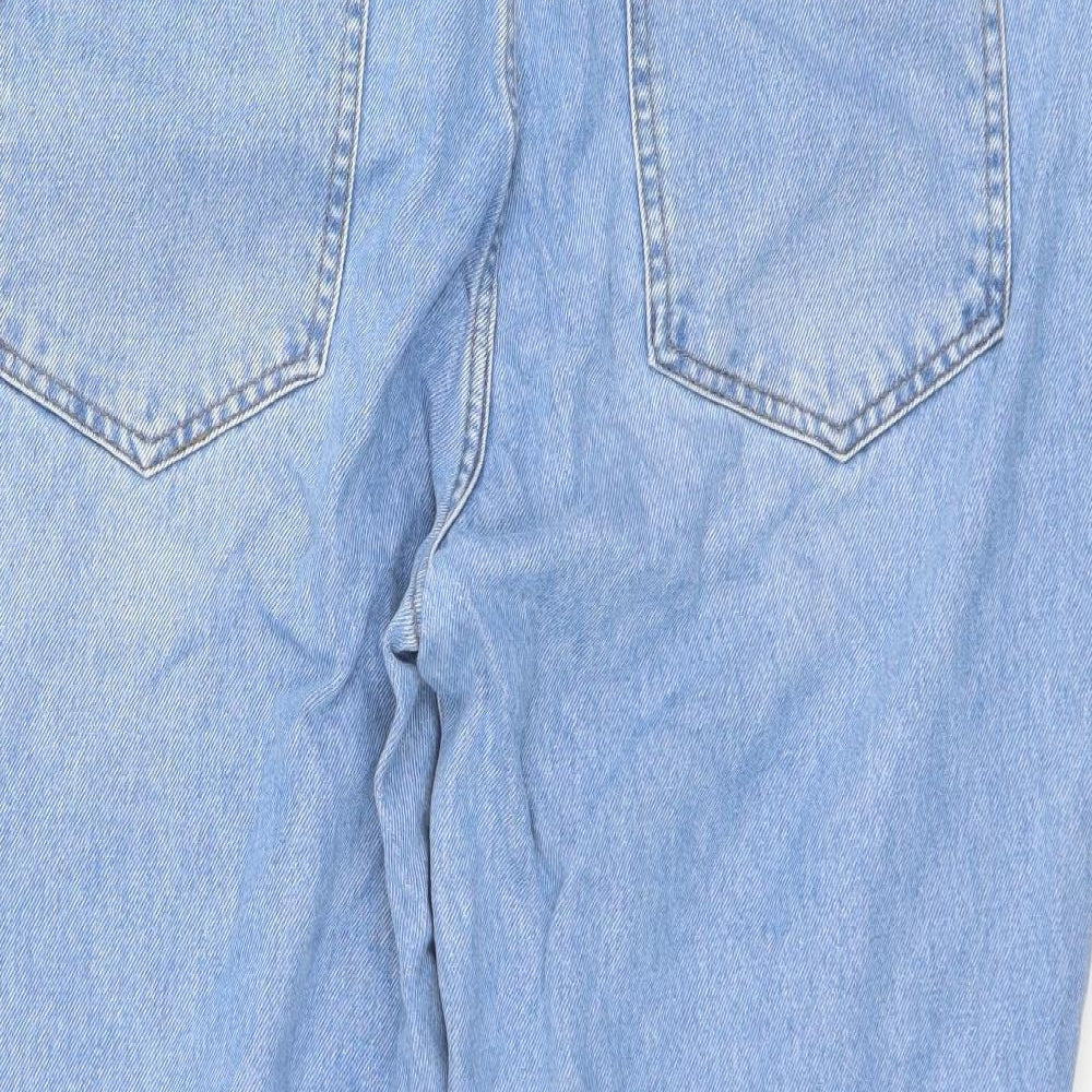 PRETTYLITTLETHING Womens Blue  Cotton Cropped Jeans Size 16 L23 in Regular Button