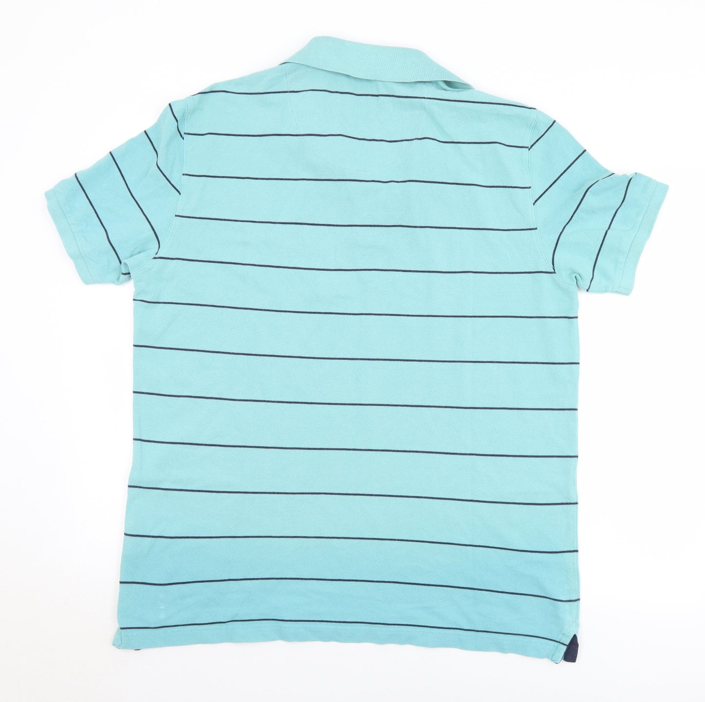 Joseph Turner Mens Blue Striped Cotton  Polo Size L Collared Button