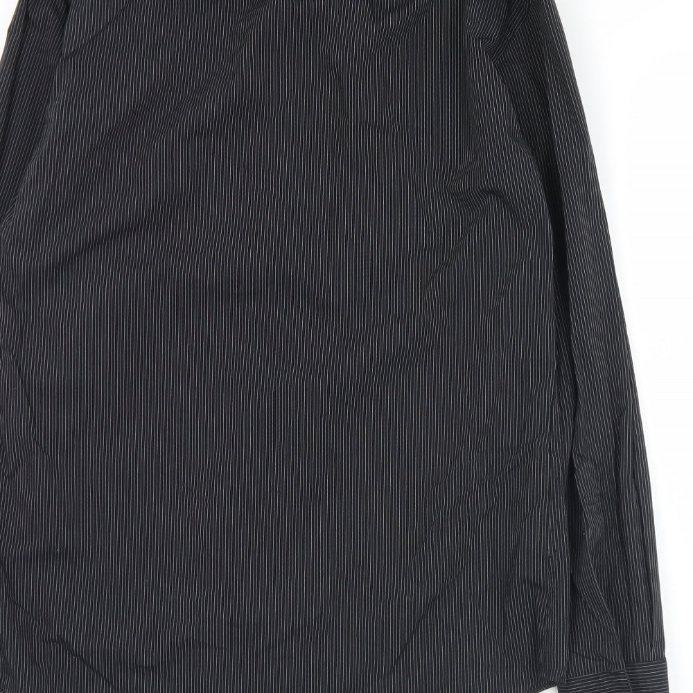 Taylor & Wright Mens Black Striped Cotton  Dress Shirt Size 15.5 Collared Button