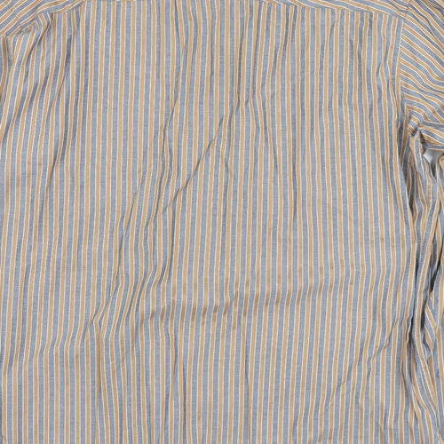 Marks and Spencer Mens Gold Striped Cotton  Dress Shirt Size L Collared Button