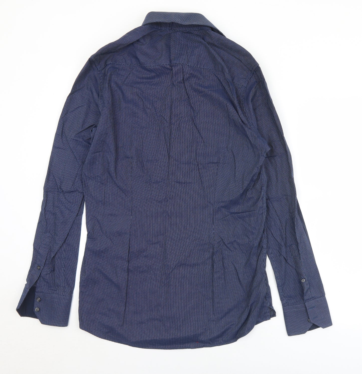 NEXT Mens Blue Geometric Cotton  Button-Up Size 15.5 Collared Button