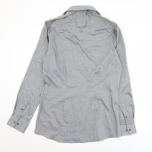 NEXT Mens Grey  Polyester  Button-Up Size 15.5 Collared Button