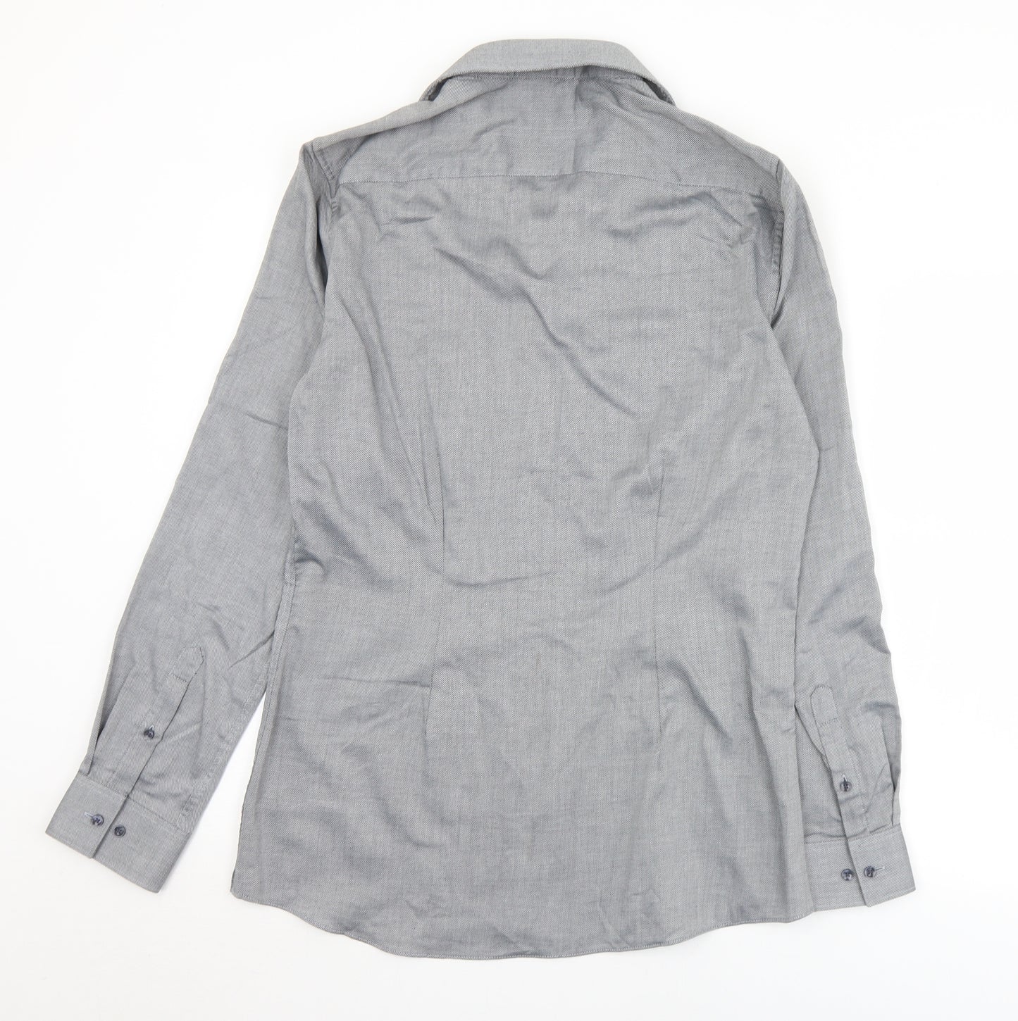 NEXT Mens Grey  Polyester  Button-Up Size 15.5 Collared Button