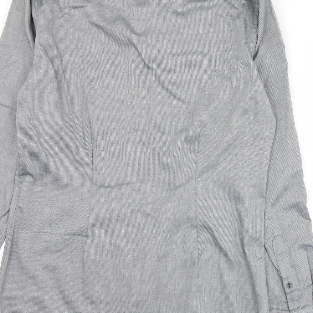 NEXT Mens Grey  Polyester  Button-Up Size 15.5 Collared Button