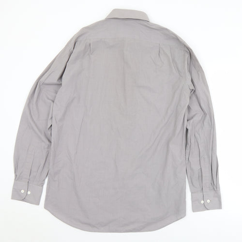 Marks and Spencer Mens Grey  Polyester  Button-Up Size 15.5 Collared Button