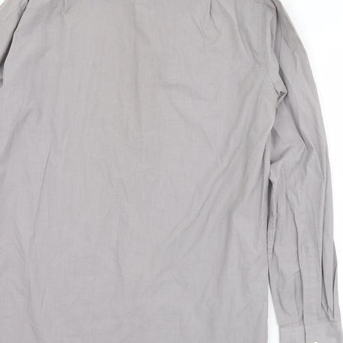 Marks and Spencer Mens Grey  Polyester  Button-Up Size 15.5 Collared Button