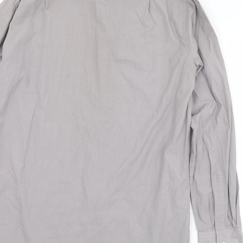 Marks and Spencer Mens Grey  Polyester  Button-Up Size 15.5 Collared Button