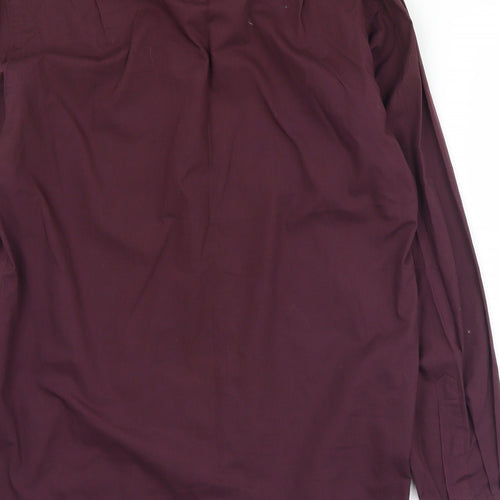 Marks and Spencer Mens Purple  Cotton  Button-Up Size 15.5 Collared Button