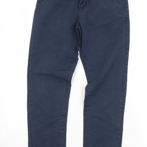 Dunnes Stores Mens Blue  Cotton Chino Trousers Size 26 in L27 in Regular Button