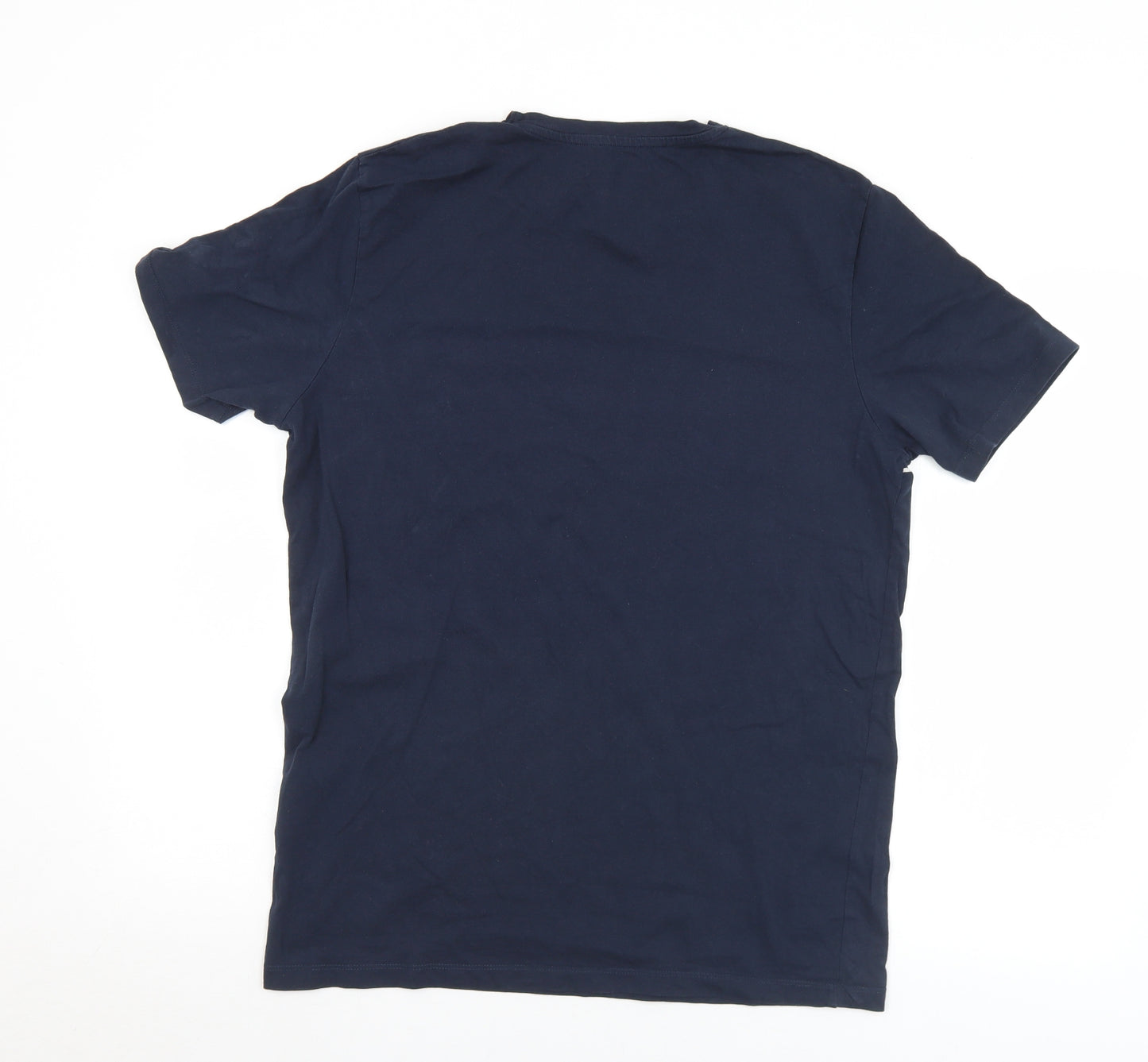 JACK & JONES Mens Blue Striped Cotton  T-Shirt Size M Crew Neck