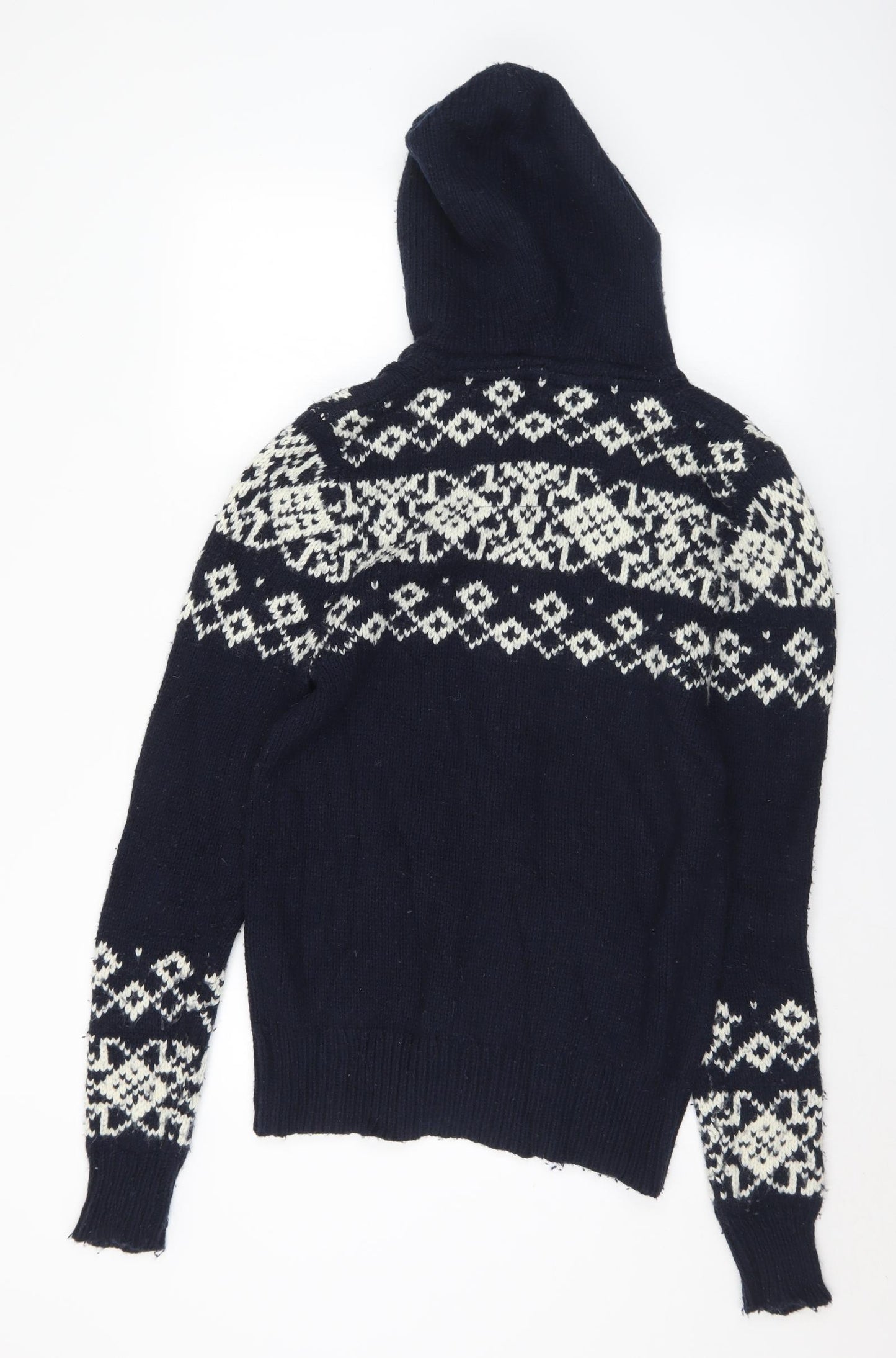 SoulCal&Co Mens Blue Geometric Wool Full Zip Hoodie Size M