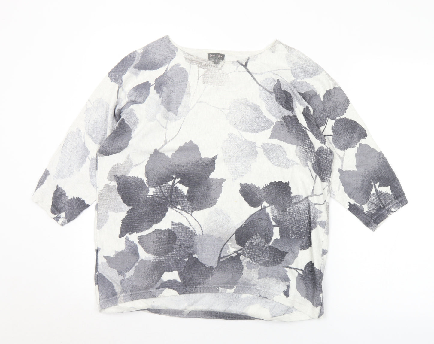 Phase Eight Womens Grey Boat Neck Floral Cotton Pullover Jumper Size S