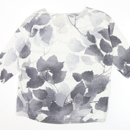 Phase Eight Womens Grey Boat Neck Floral Cotton Pullover Jumper Size S
