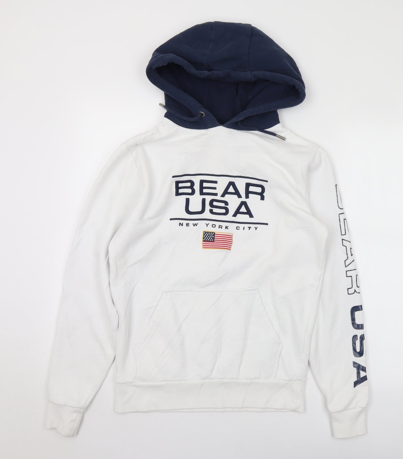 Bear USA Mens White  Cotton Pullover Hoodie Size XS   - Logo