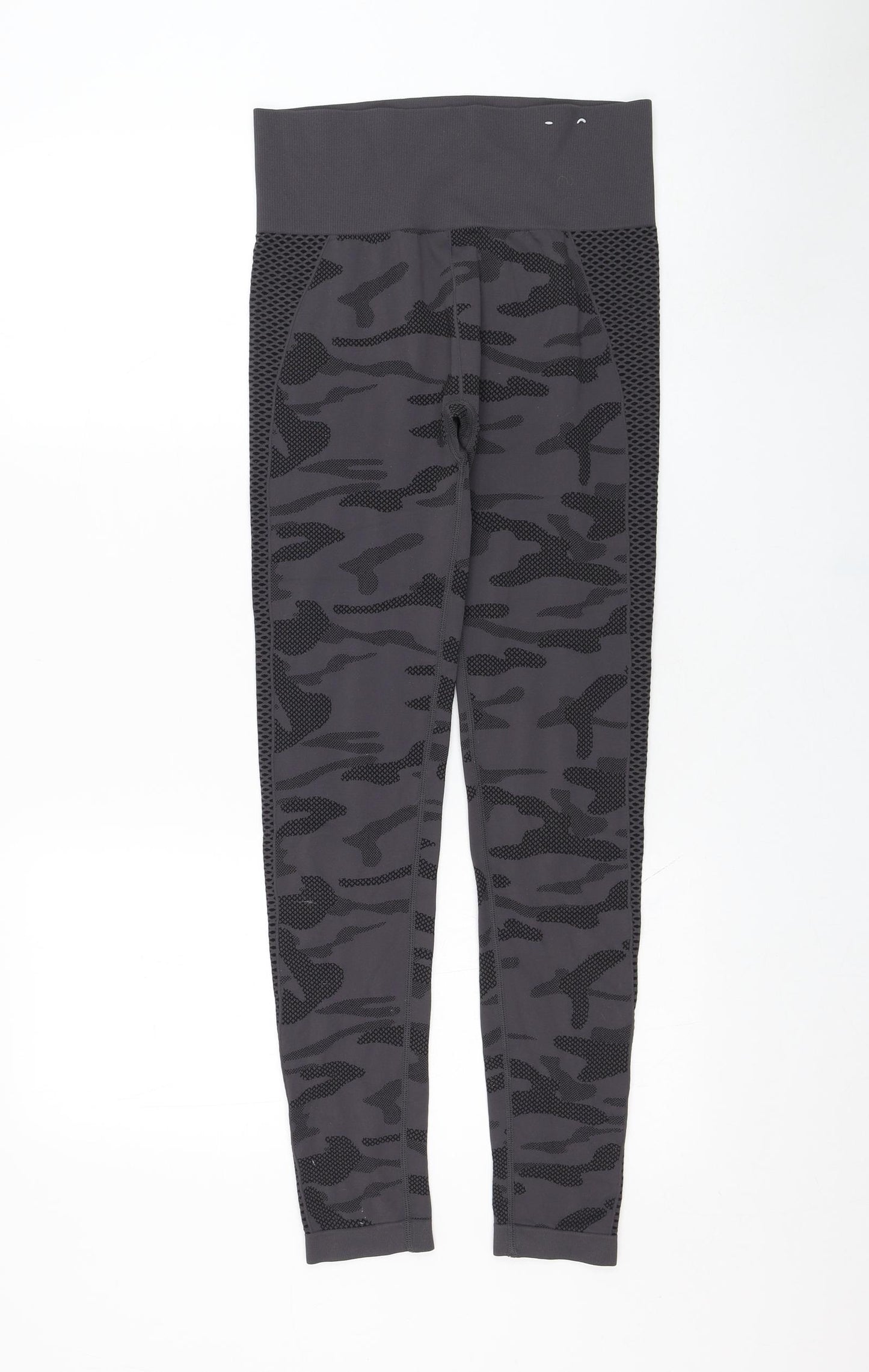 F&F Womens Grey Camouflage Nylon Compression Leggings Size S L26 in Regular Pullover