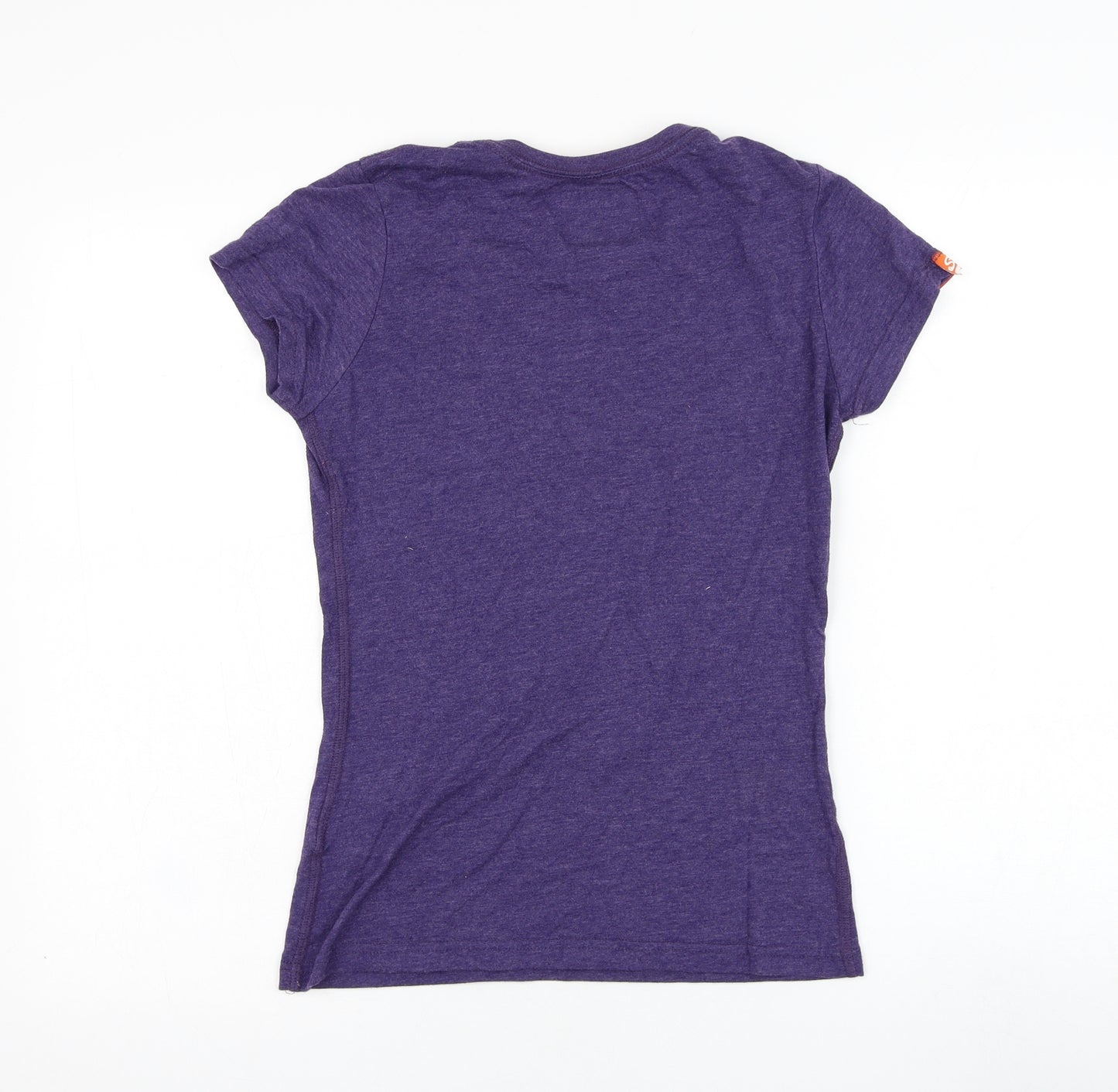 Superdry Womens Purple  Cotton Basic T-Shirt Size S Round Neck
