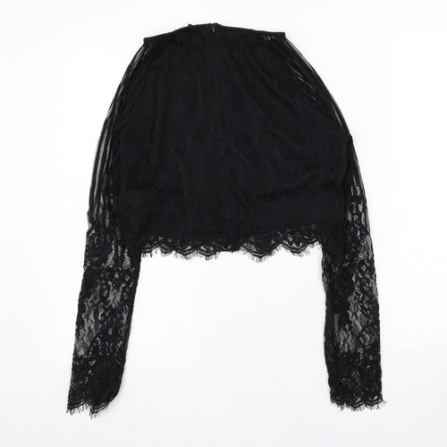 New Look Womens Black  Nylon Basic Blouse Size 14 Round Neck - Lace