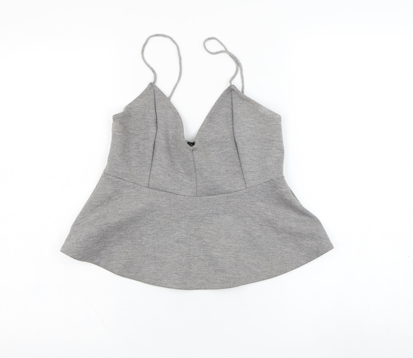 River Island Womens Grey  Polyester Cropped Tank Size 12 V-Neck