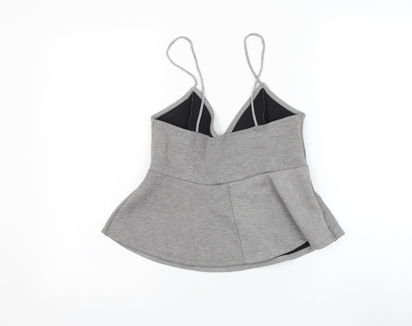 River Island Womens Grey  Polyester Cropped Tank Size 12 V-Neck