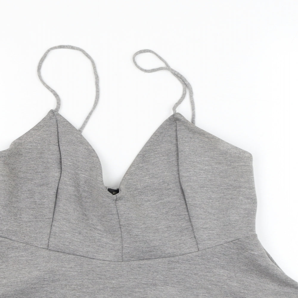 River Island Womens Grey  Polyester Cropped Tank Size 12 V-Neck