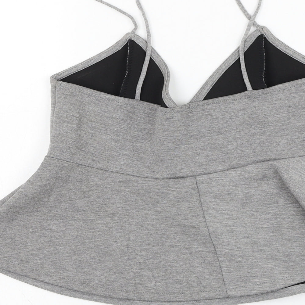 River Island Womens Grey  Polyester Cropped Tank Size 12 V-Neck