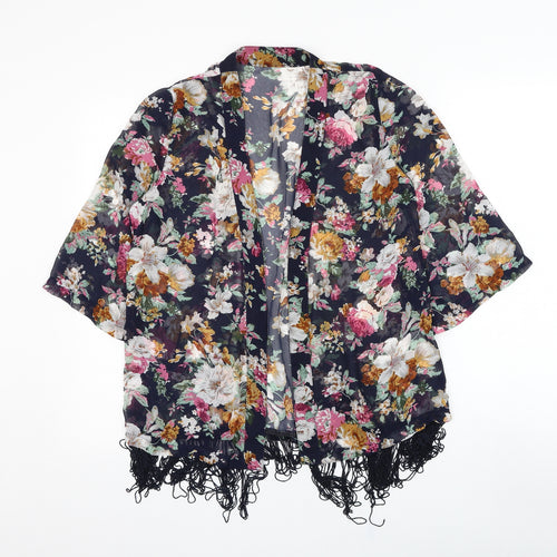 New Look Womens Blue Floral  Kimono Jacket Size 12