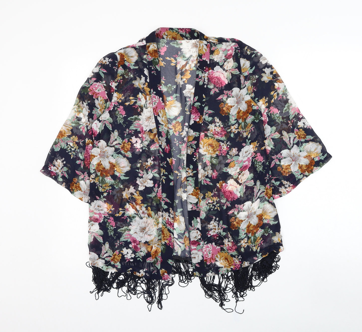 New Look Womens Blue Floral  Kimono Jacket Size 12