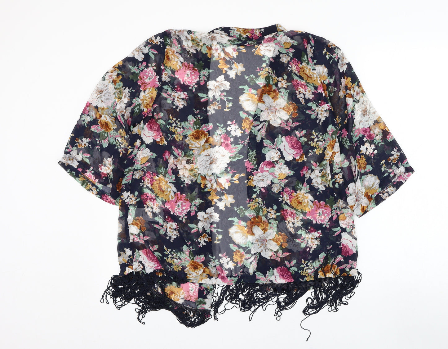 New Look Womens Blue Floral  Kimono Jacket Size 12