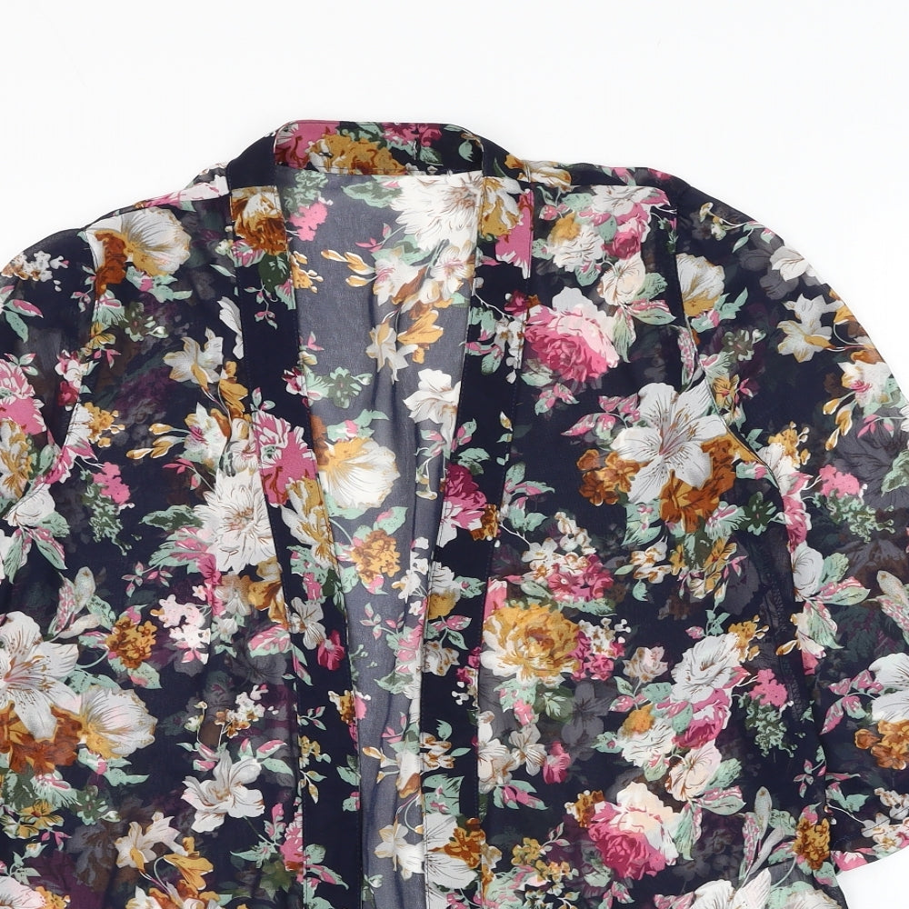 New Look Womens Blue Floral  Kimono Jacket Size 12