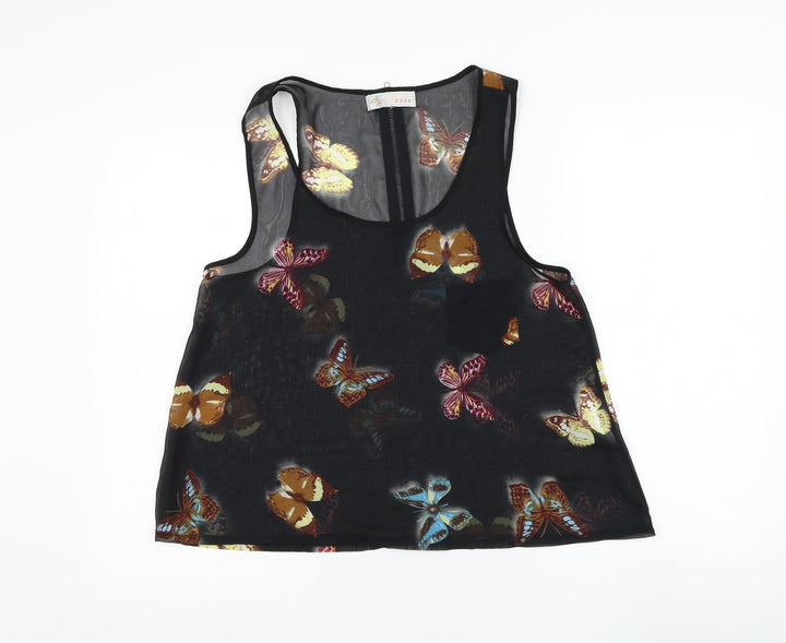 Cameo Rose Womens Black  Polyester Basic Tank Size 10 Round Neck - Butterfly