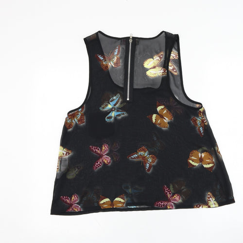 Cameo Rose Womens Black  Polyester Basic Tank Size 10 Round Neck - Butterfly
