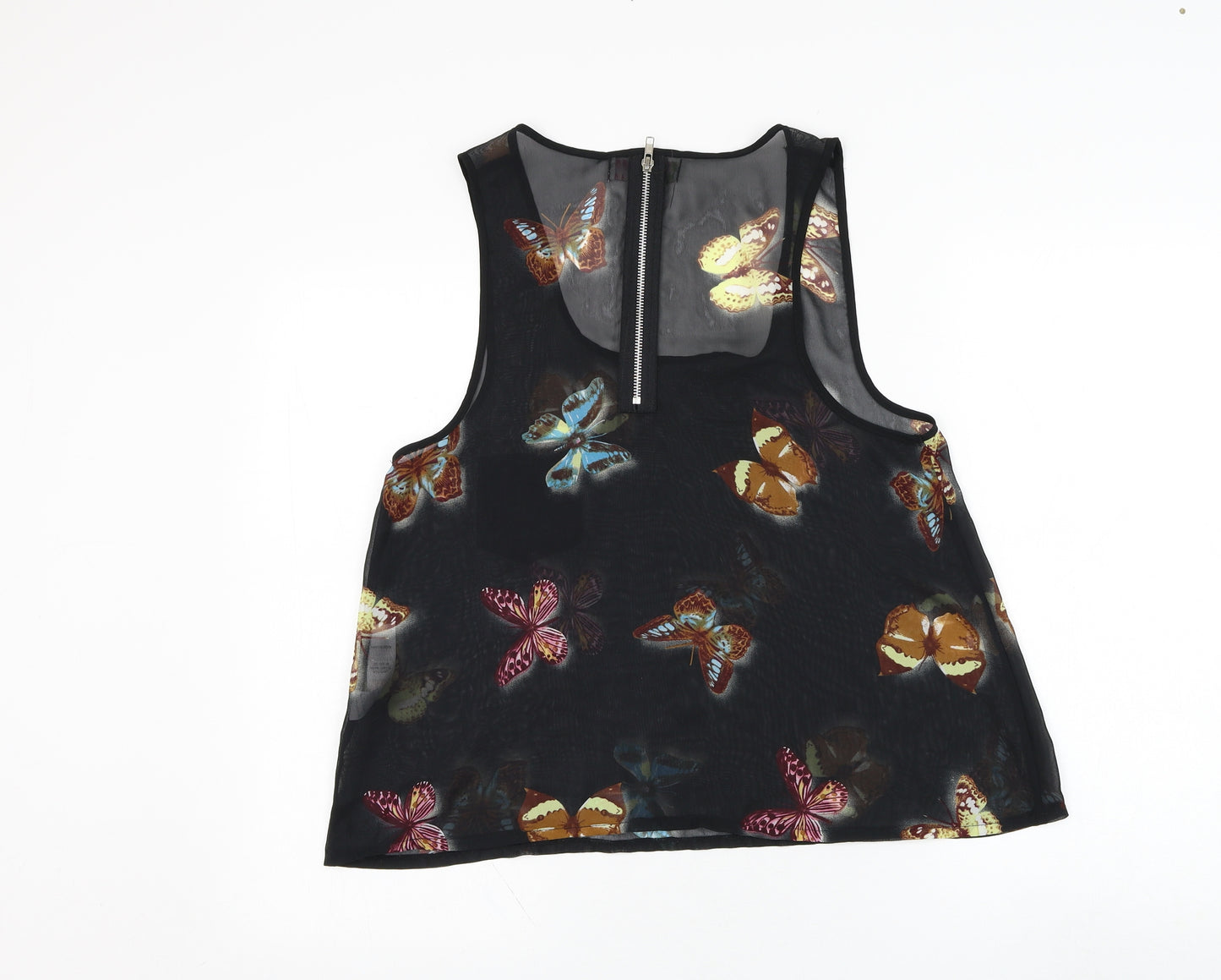 Cameo Rose Womens Black  Polyester Basic Tank Size 10 Round Neck - Butterfly