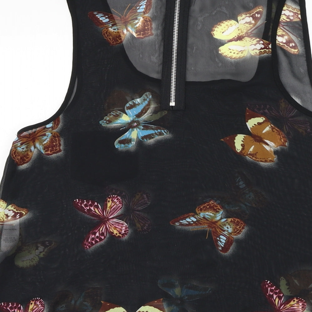 Cameo Rose Womens Black  Polyester Basic Tank Size 10 Round Neck - Butterfly
