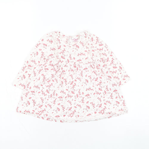 So Cute Girls White Floral Cotton Skater Dress  Size 6-9 Months  Round Neck Pullover