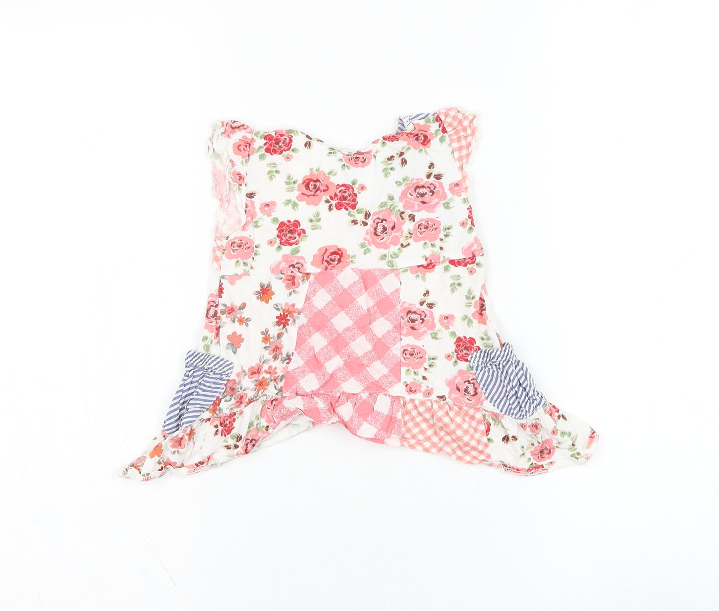 NEXT Girls Pink Floral Cotton Basic Tank Size 6-9 Months Round Neck Pullover