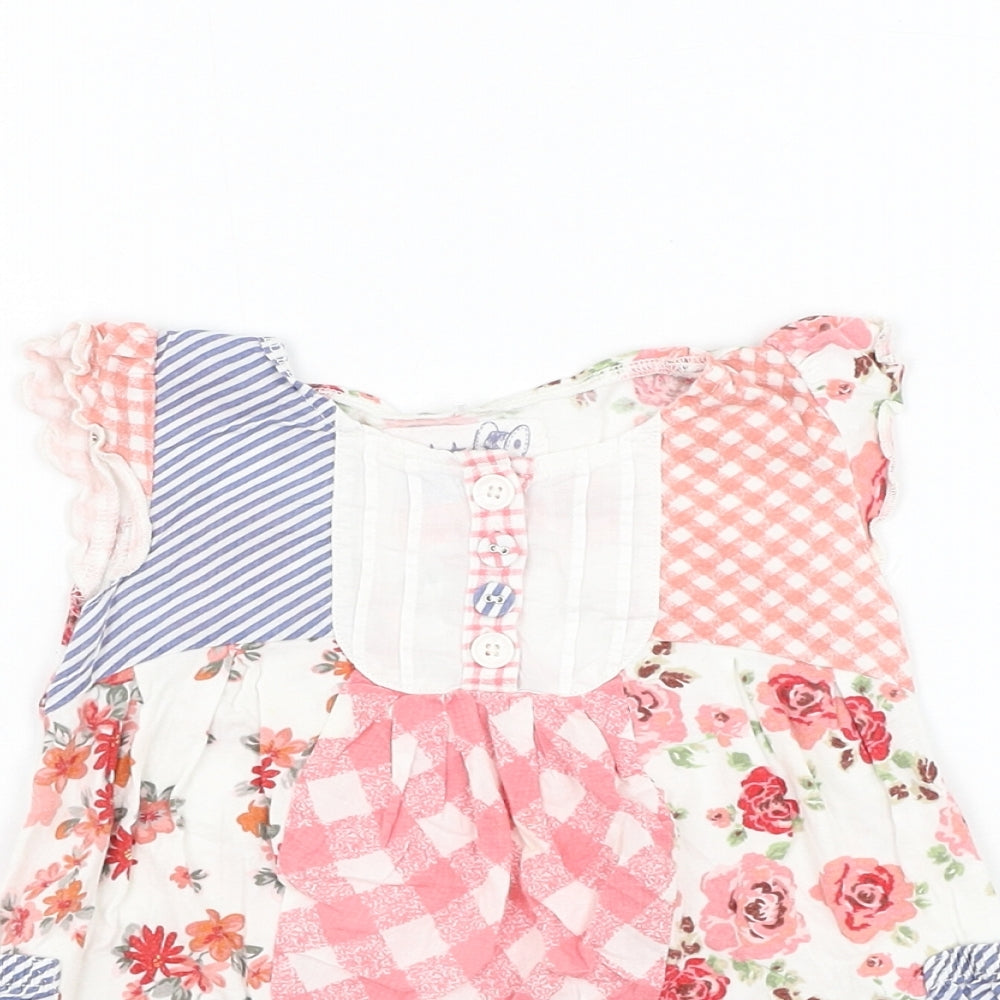 NEXT Girls Pink Floral Cotton Basic Tank Size 6-9 Months Round Neck Pullover